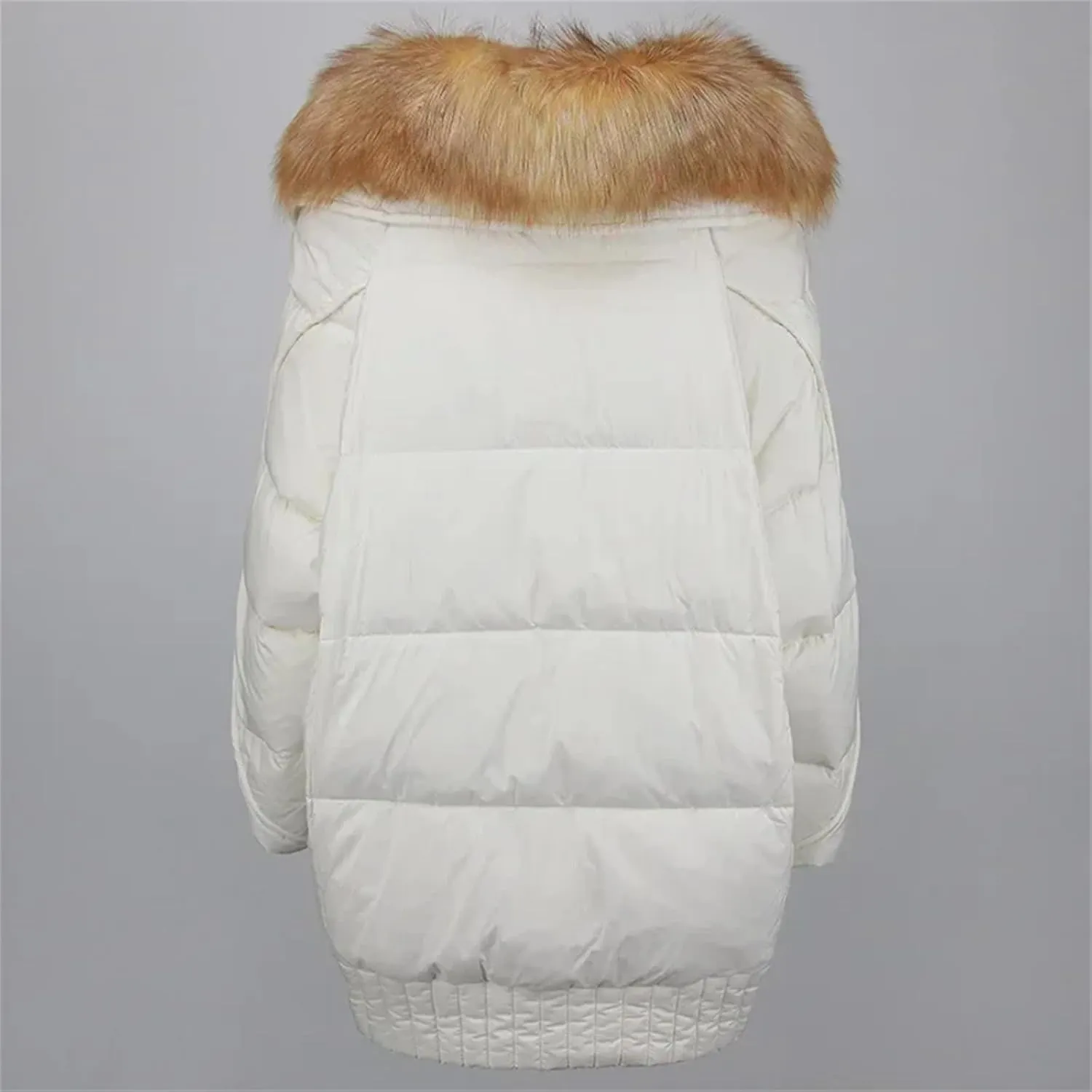 Women Plush Stand Collar Down Jacket Elegant Warm Single Breasted Long Sleeve Parka Coat