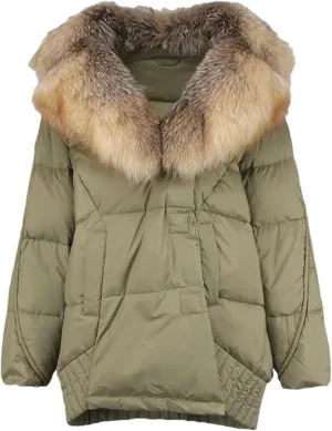 Women Plush Stand Collar Down Jacket Elegant Warm Single Breasted Long Sleeve Parka Coat