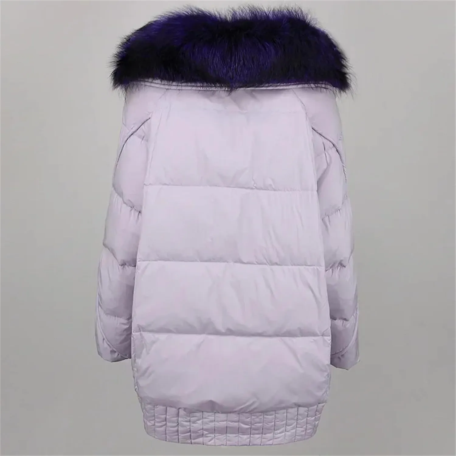 Women Plush Stand Collar Down Jacket Elegant Warm Single Breasted Long Sleeve Parka Coat