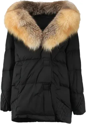 Women Plush Stand Collar Down Jacket Elegant Warm Single Breasted Long Sleeve Parka Coat