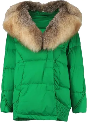 Women Plush Stand Collar Down Jacket Elegant Warm Single Breasted Long Sleeve Parka Coat