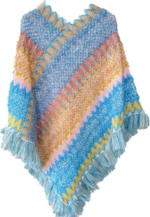 Women Poncho Cape Warm Sweater Open Front Poncho Scarf Blanket Cardigan Coat Shawl Wrap Scarves Elegant Blanket