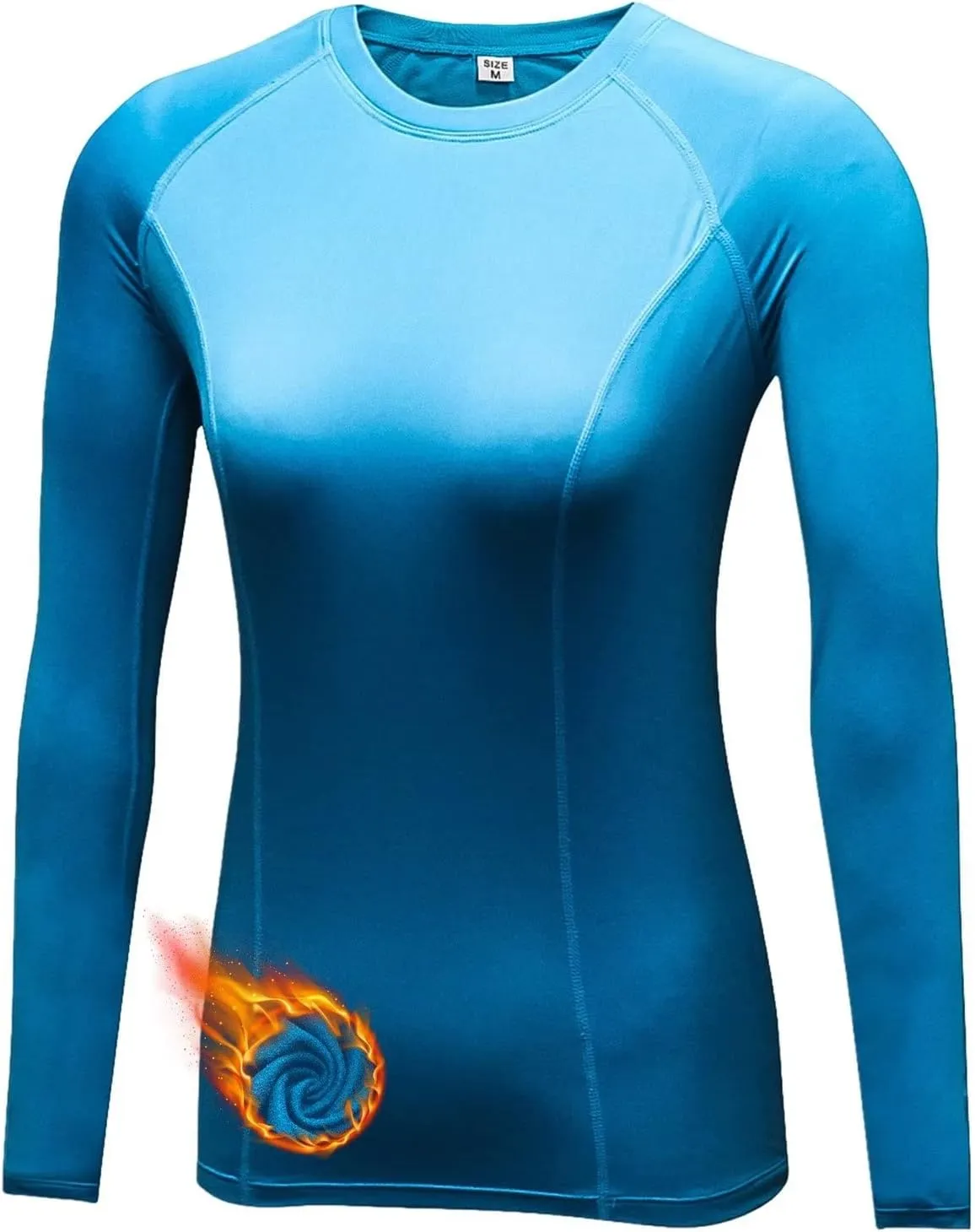 Women Thermal Top Thumbholes Fleece Ski Base Layer UPF 50  Long Sleeve Compression Shirts Running,Warm,Quick Dry