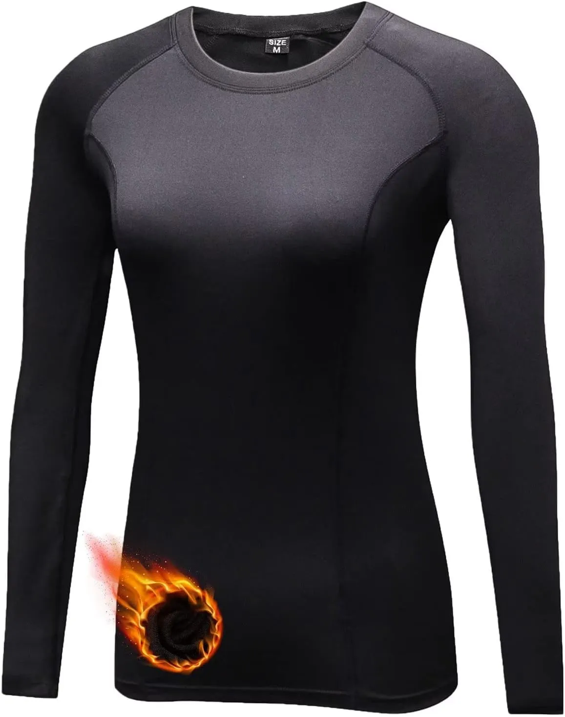 Women Thermal Top Thumbholes Fleece Ski Base Layer UPF 50  Long Sleeve Compression Shirts Running,Warm,Quick Dry