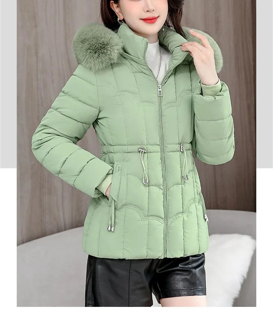 Women Winter Down Jacket Parkas Fashion Warm Cotton Padded Coat Short Overcoat Hooded Overwear Tops