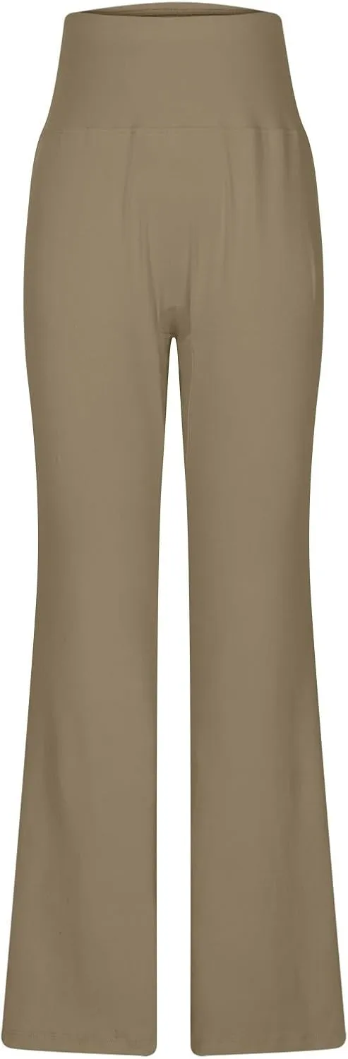 Womens Athletic Gym Yoga Pants Trendy Cozy Flared Leg Workout Yoga Leggings Stretch High Waist Butt Lifting Trousers