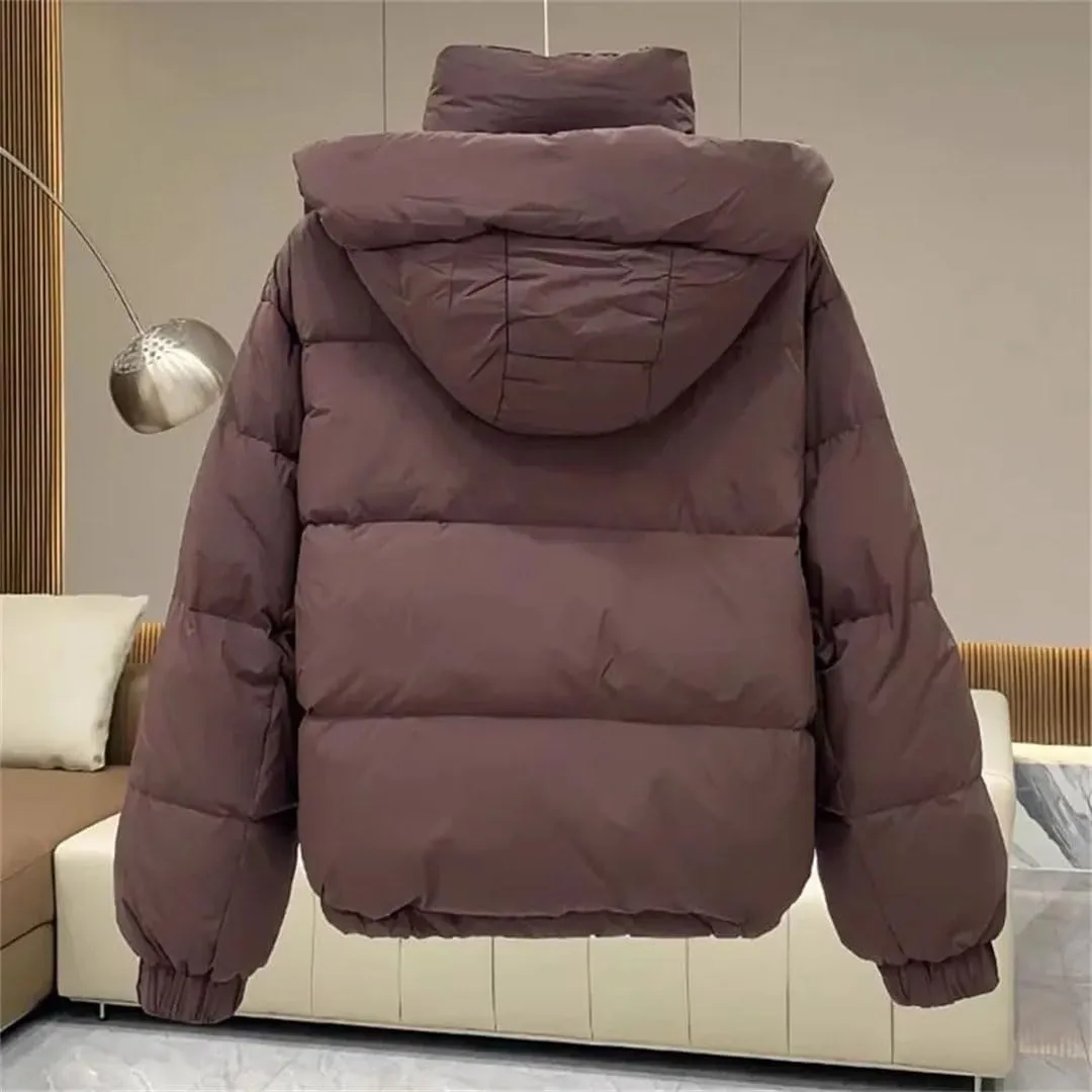 Women's Autumn Winter Down Cotton Jacket Korean Cotton-Padded Thicken Warm Hooded Parkas Short Coat Top