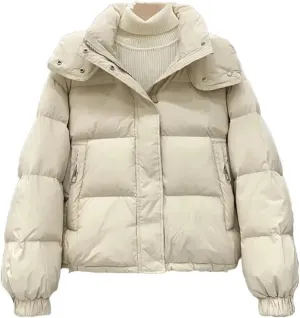 Women's Autumn Winter Down Cotton Jacket Korean Cotton-Padded Thicken Warm Hooded Parkas Short Coat Top