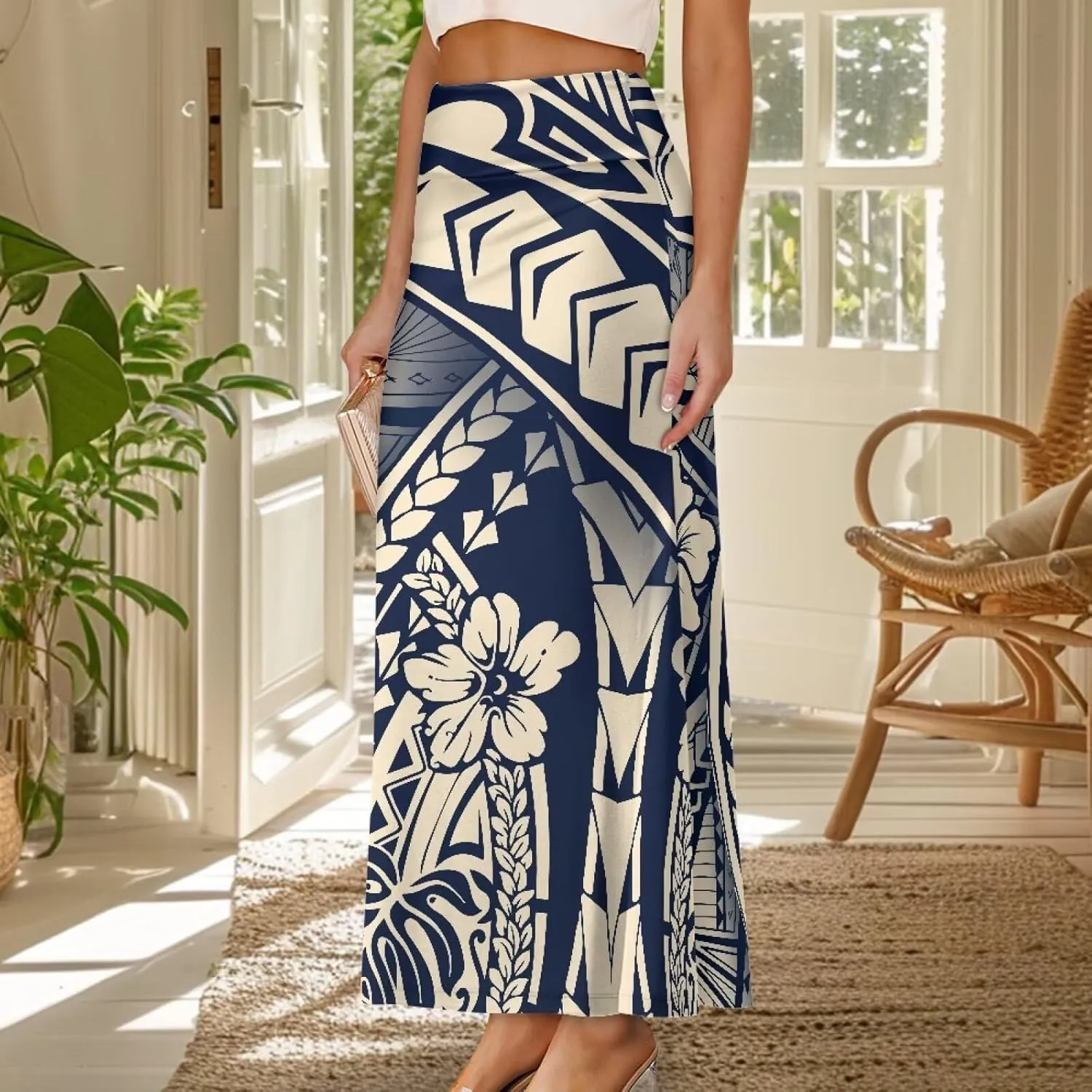 Womens Bohemian Skirts High Waist Skirt with Zipper Lightweight Soft Long Maxi Skirts Summer Fashion