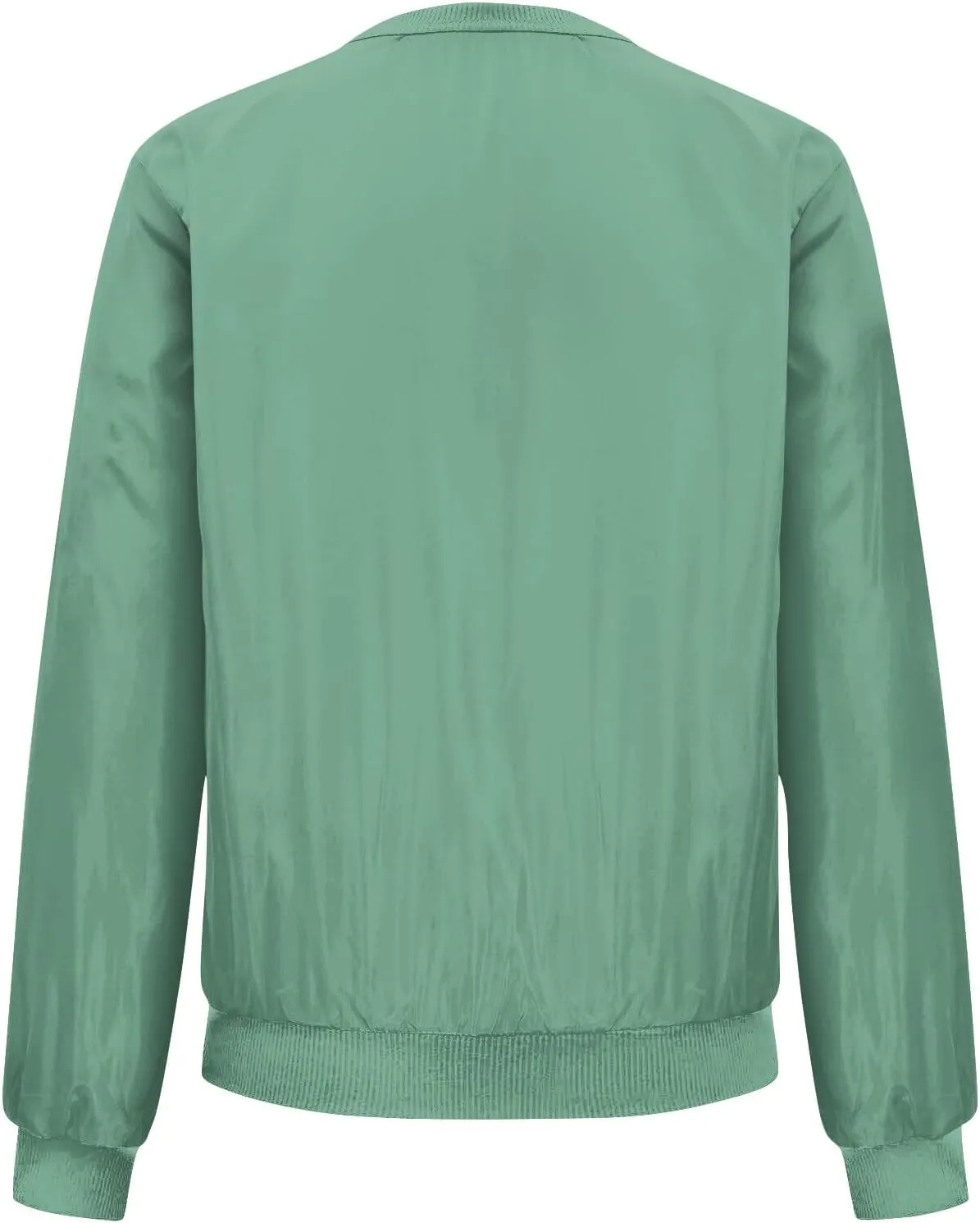 Womens Bomber Jacket Long Sleeve Casual Zipper Tops Cardigan Shirt Slim Jacket S-XXL