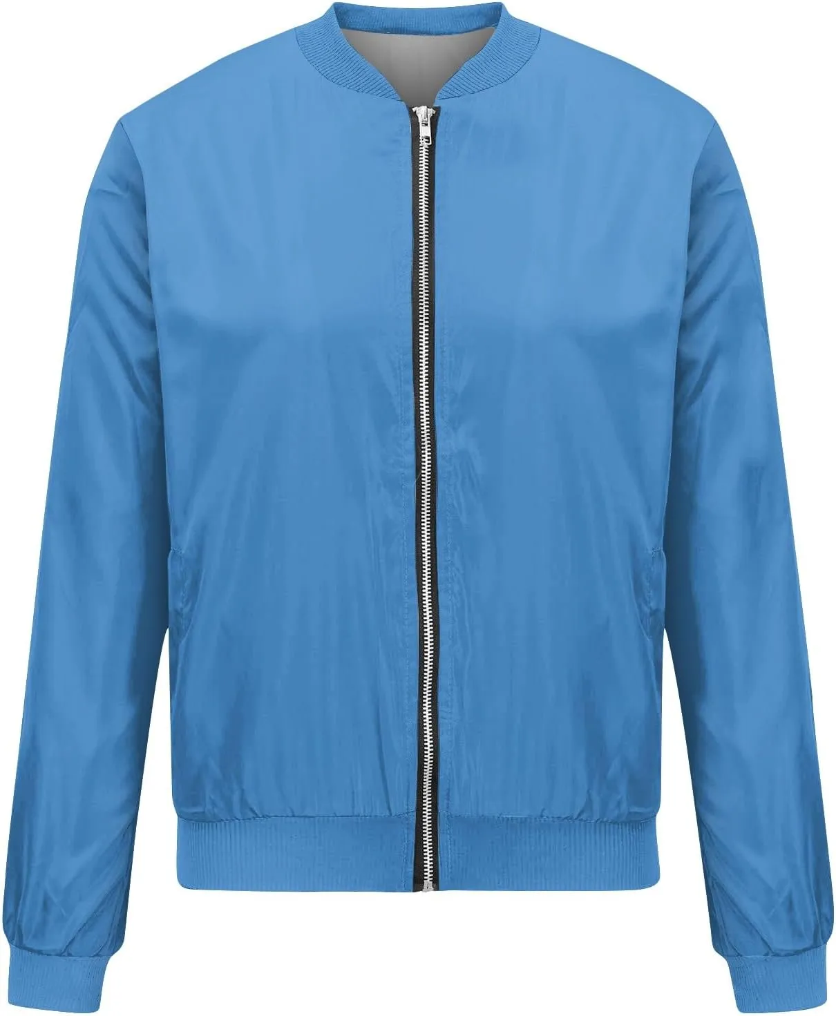 Womens Bomber Jacket Long Sleeve Casual Zipper Tops Cardigan Shirt Slim Jacket S-XXL