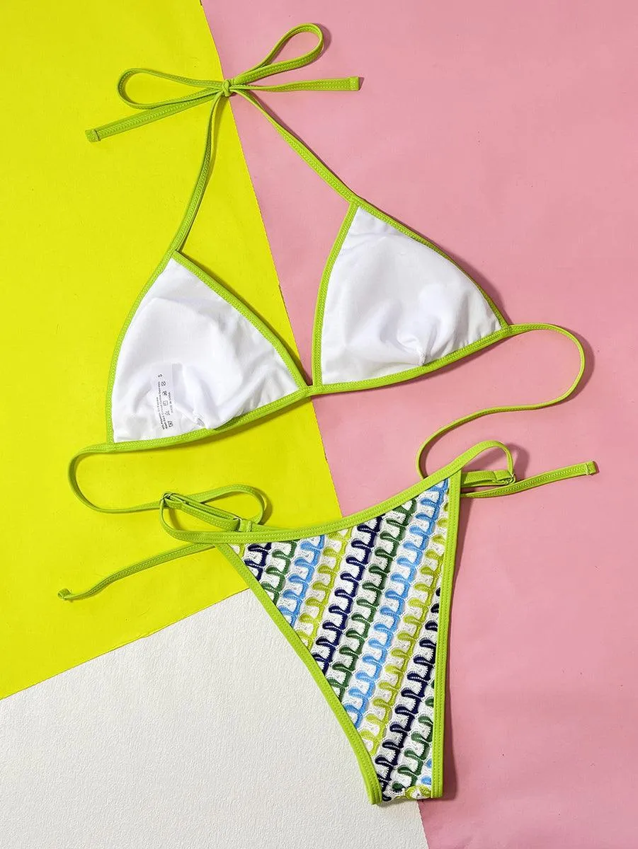 Women's Brazilian Micro String Bikini Set | Sexy Jacquard Swimwear