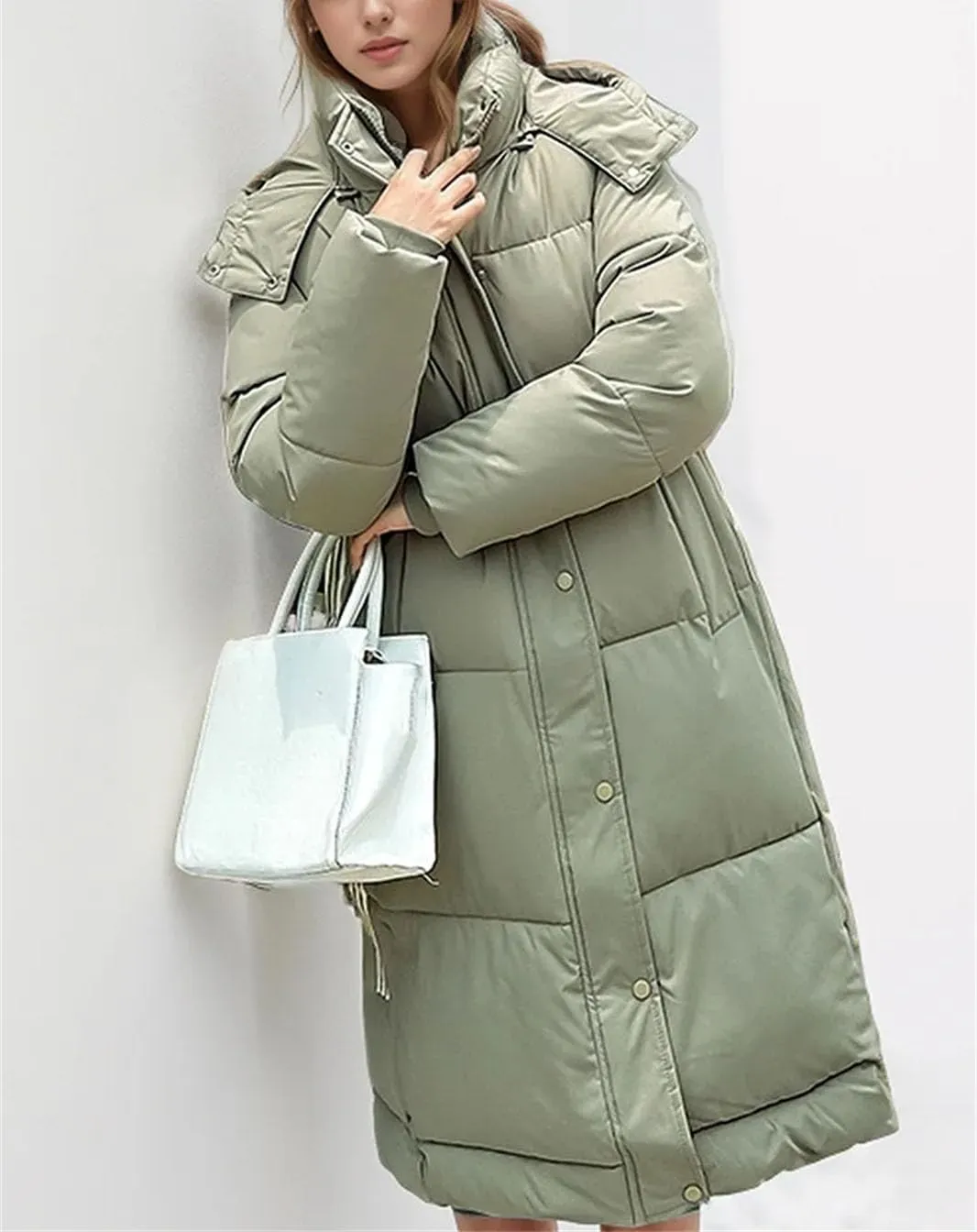 Women's Casual Hooded Straight Parka Coat Vintage Thicken Warm Cotton-Padded Jacket