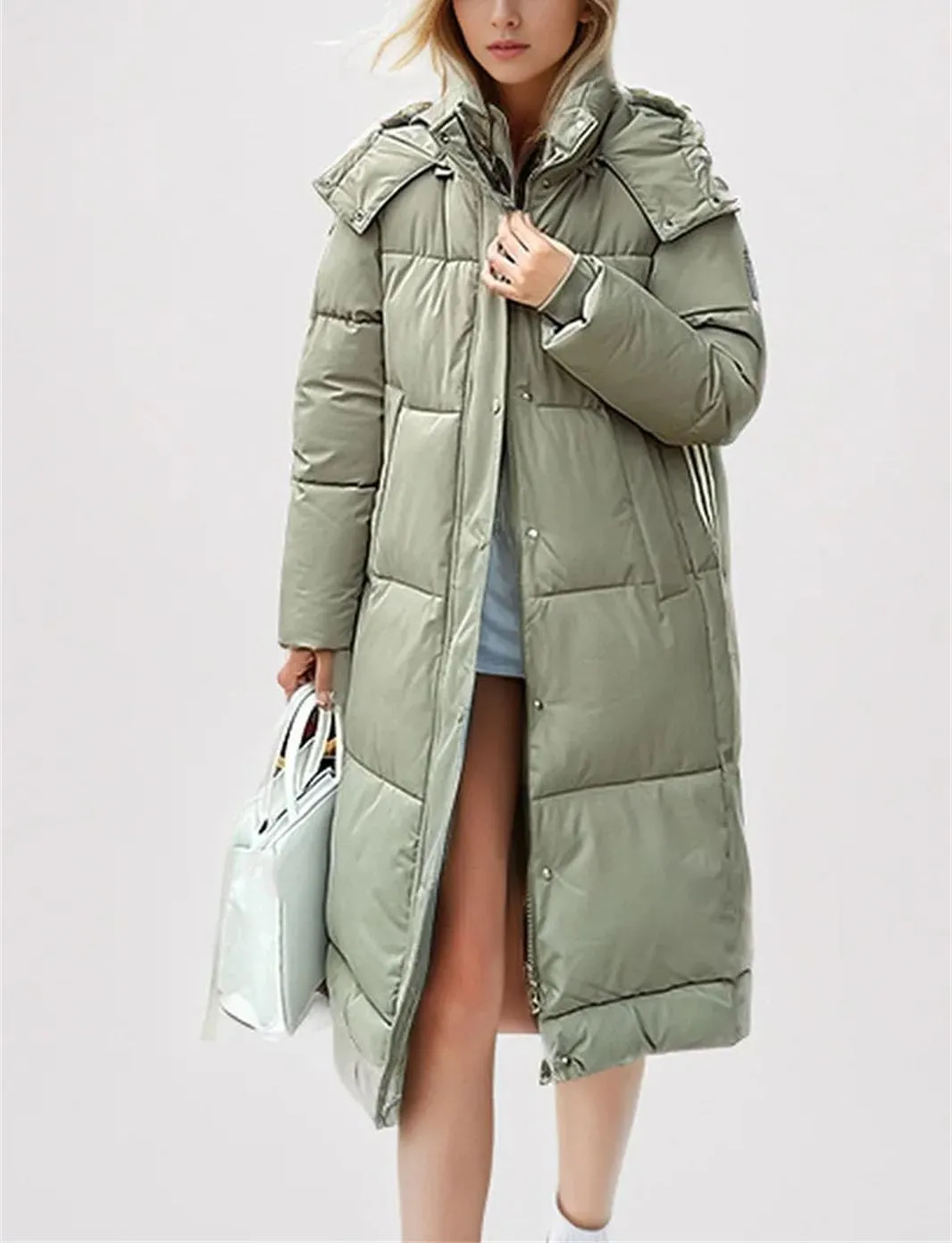 Women's Casual Hooded Straight Parka Coat Vintage Thicken Warm Cotton-Padded Jacket