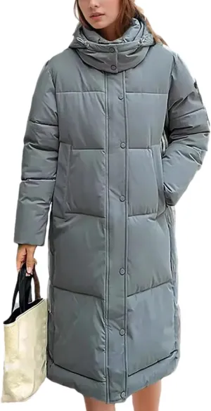 Women's Casual Hooded Straight Parka Coat Vintage Thicken Warm Cotton-Padded Jacket