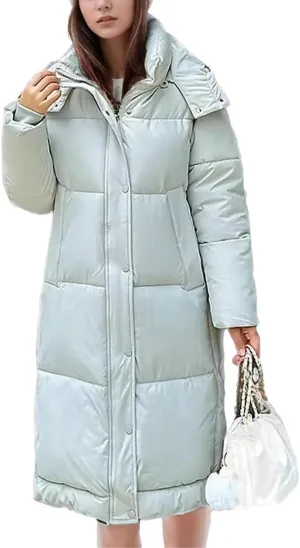 Women's Casual Hooded Straight Parka Coat Vintage Thicken Warm Cotton-Padded Jacket