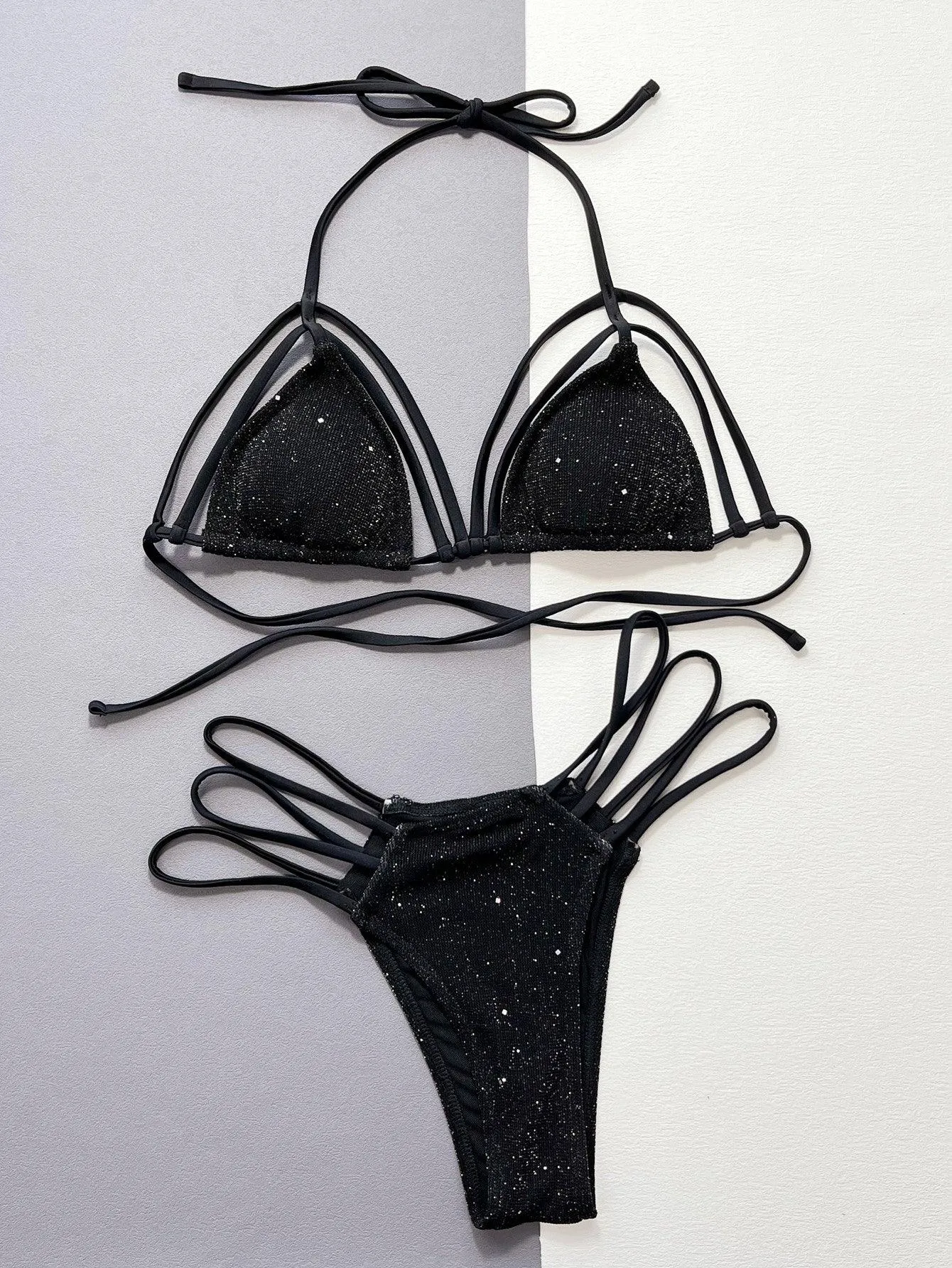 Women's Chic Black Strap Bikini Set - Sexy Swimwear GFIT