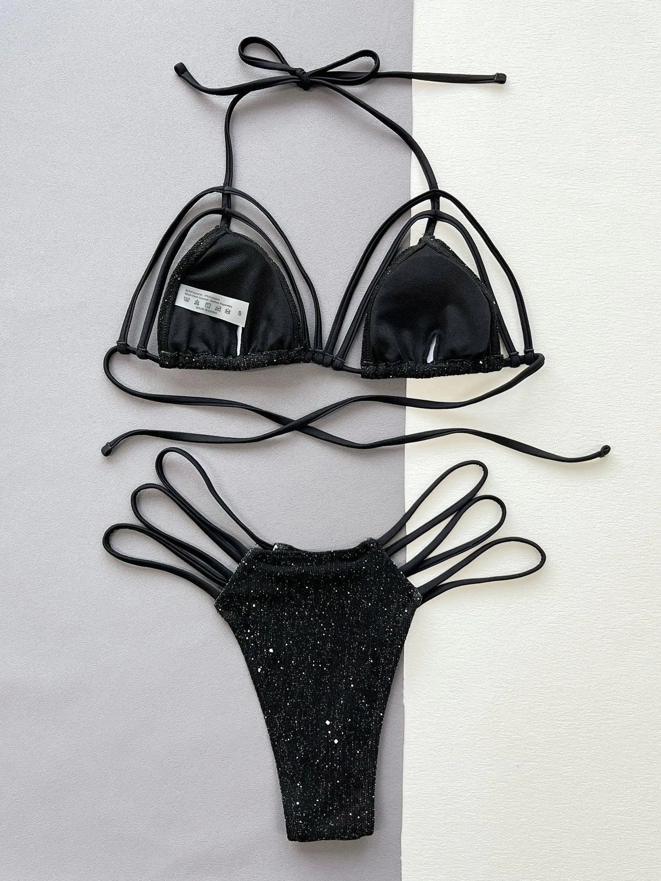Women's Chic Black Strap Bikini Set - Sexy Swimwear GFIT