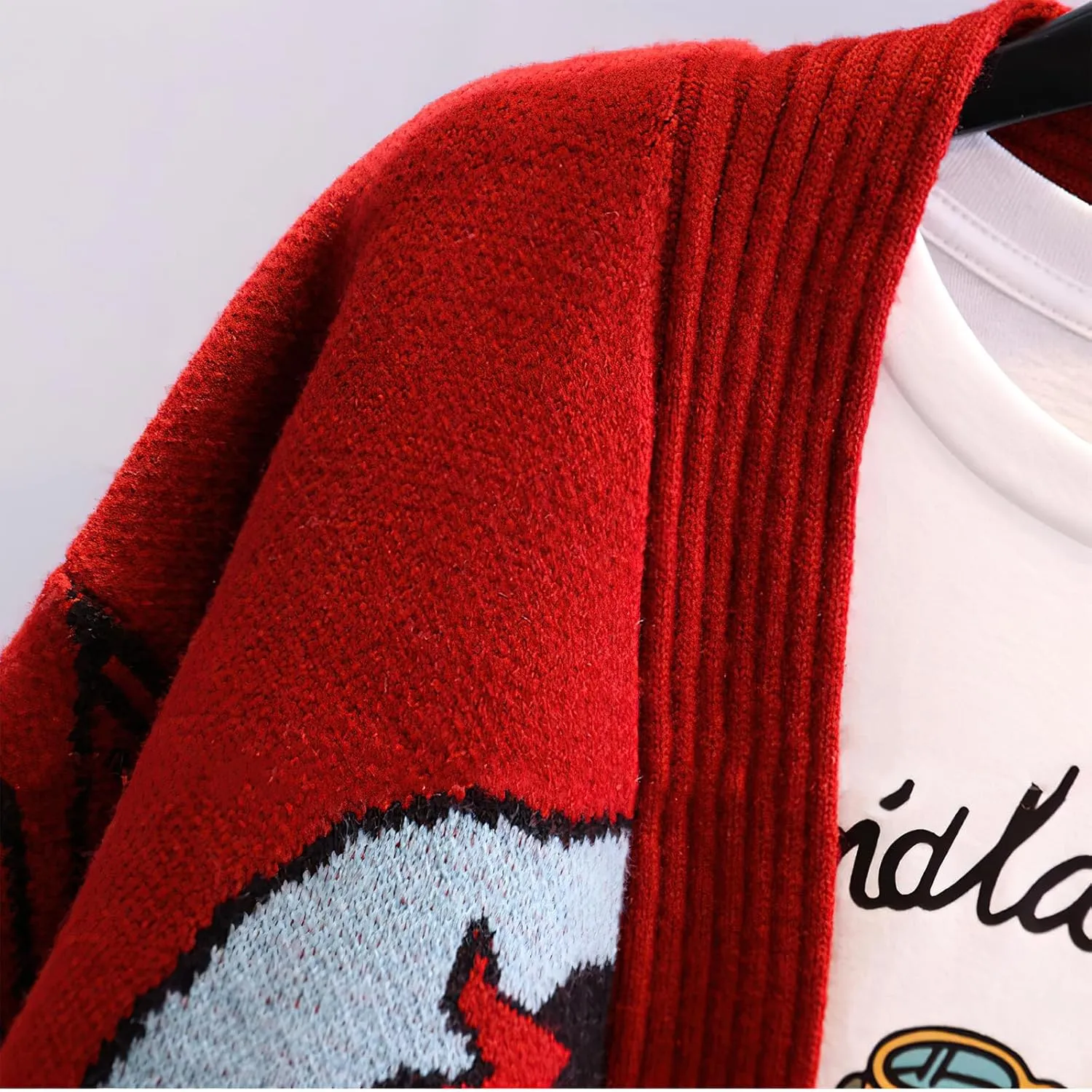 Womens Cute Embroidery Cartoon Duck Cable Knit Cardigans Sweater Button Down Slouchy Wool Blend Coat