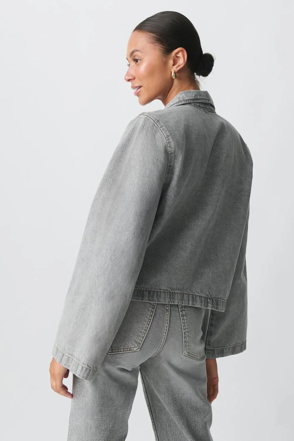 Womens Denim Jackets Shirt Y2k Casual Loose Fit Tie Front Tops Fashion Jean Coat