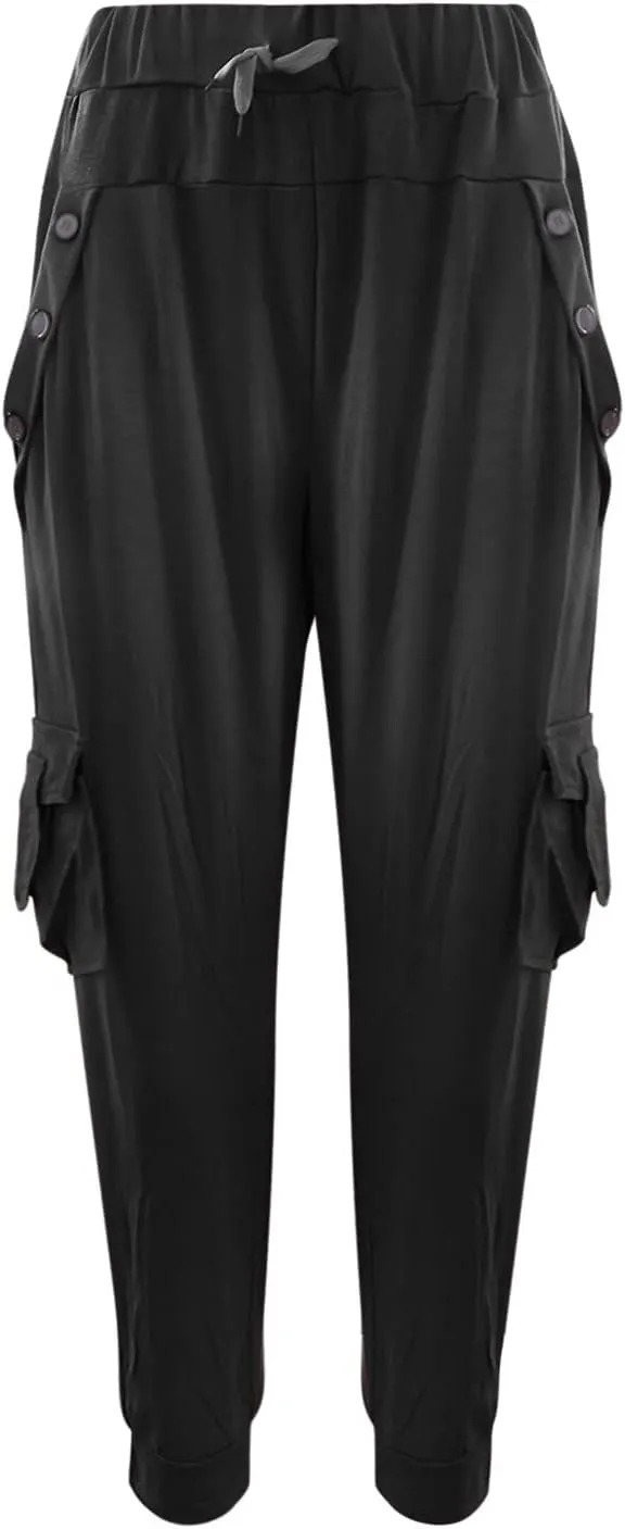 Women's Fashion Solid Color Pant Long Elegant Loose Pants Casual High Waist Trousers Elastic Waist Yoga Pants
