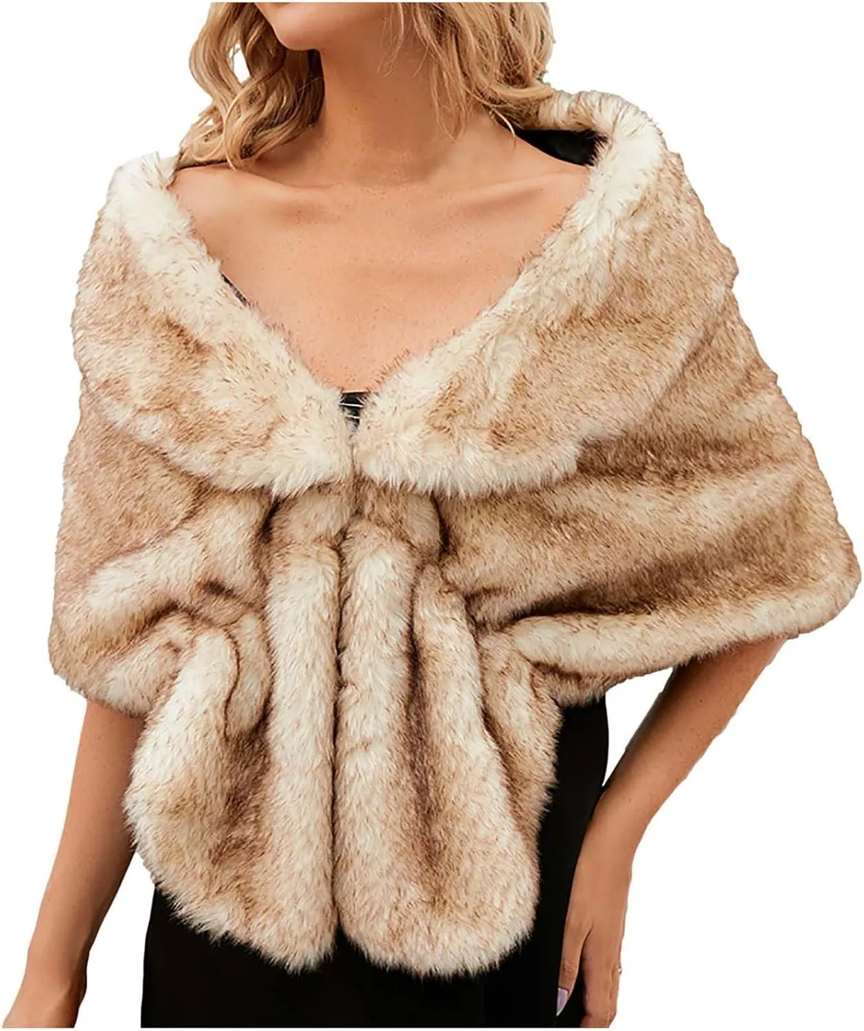 Womens Faux Fur Shawls Capes Luxury Furry Winter Warm Cardigan Cloaks Dressy Elegant Shrug Wraps for Bridal Wedding