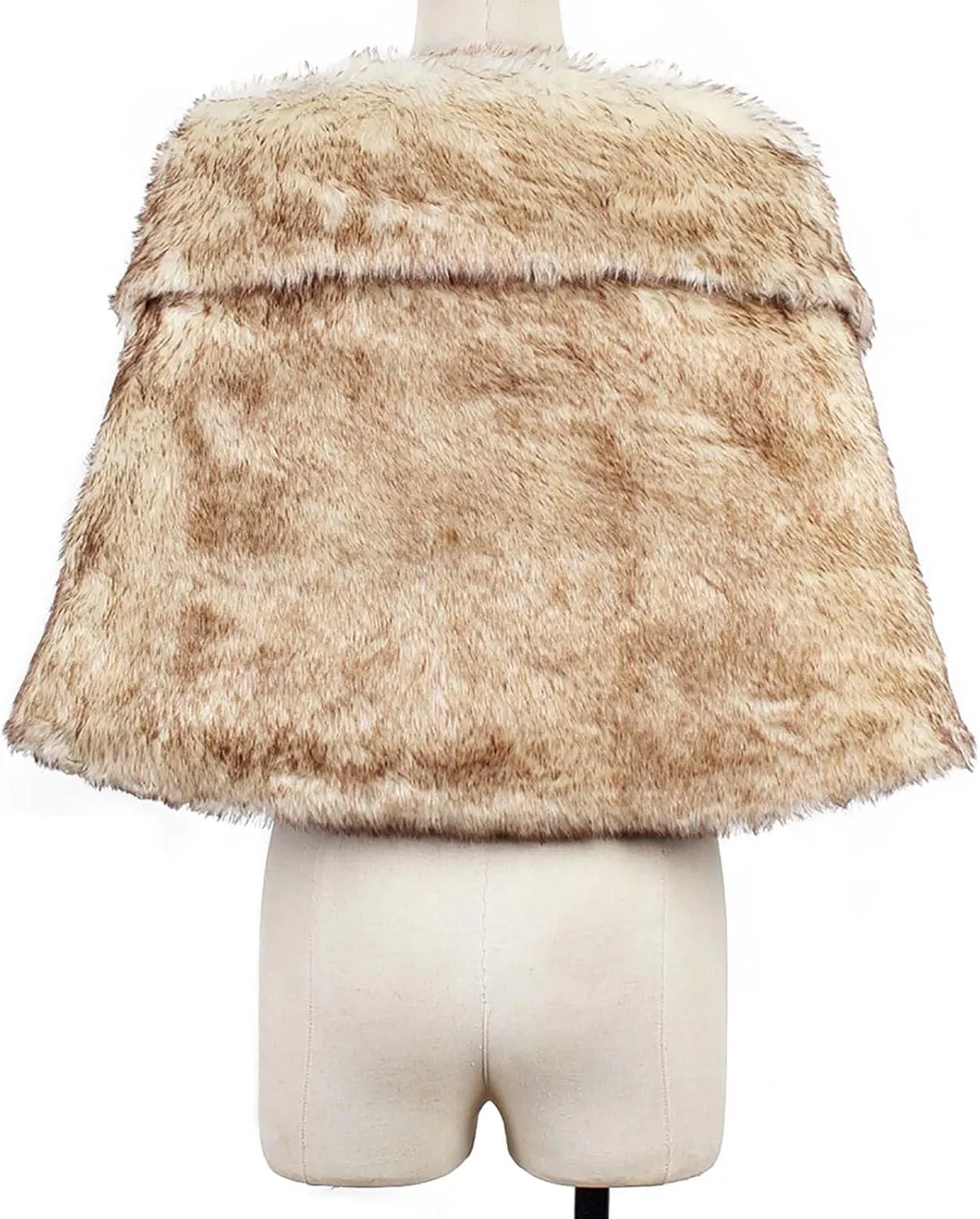 Womens Faux Fur Shawls Capes Luxury Furry Winter Warm Cardigan Cloaks Dressy Elegant Shrug Wraps for Bridal Wedding