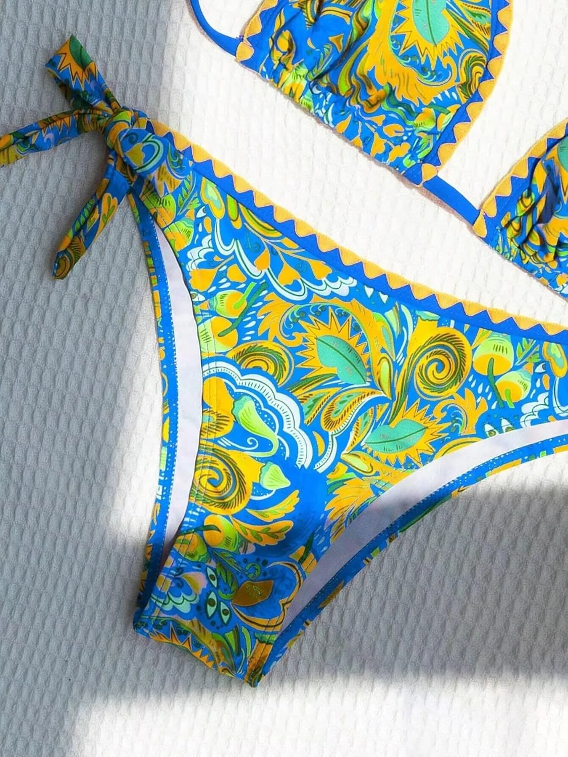 Women's Floral Cute Bathing Suit High Waisted Triangle Tie Side Swimsuit Bikini Set