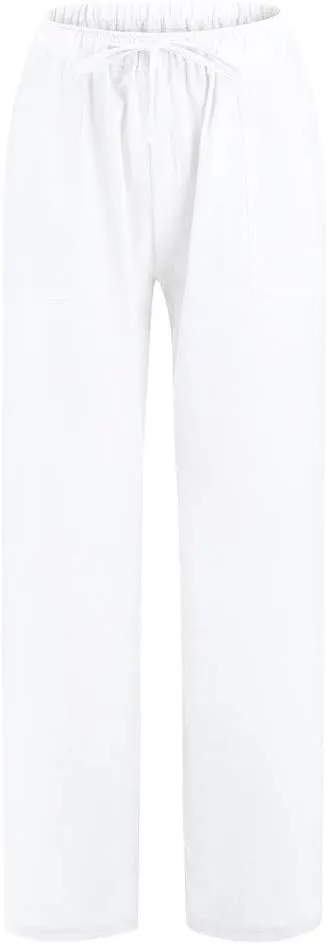 Women's Flowy Wide Leg Pants Winter Flowy Vacation Leggings with Pockets Solid Color Water Resistant