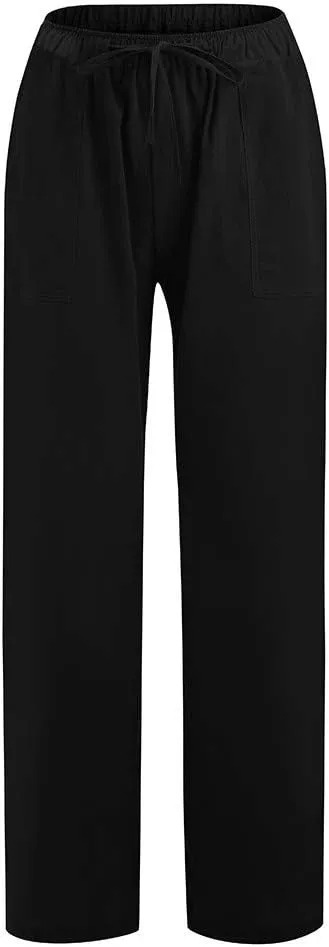 Women's Flowy Wide Leg Pants Winter Flowy Vacation Leggings with Pockets Solid Color Water Resistant