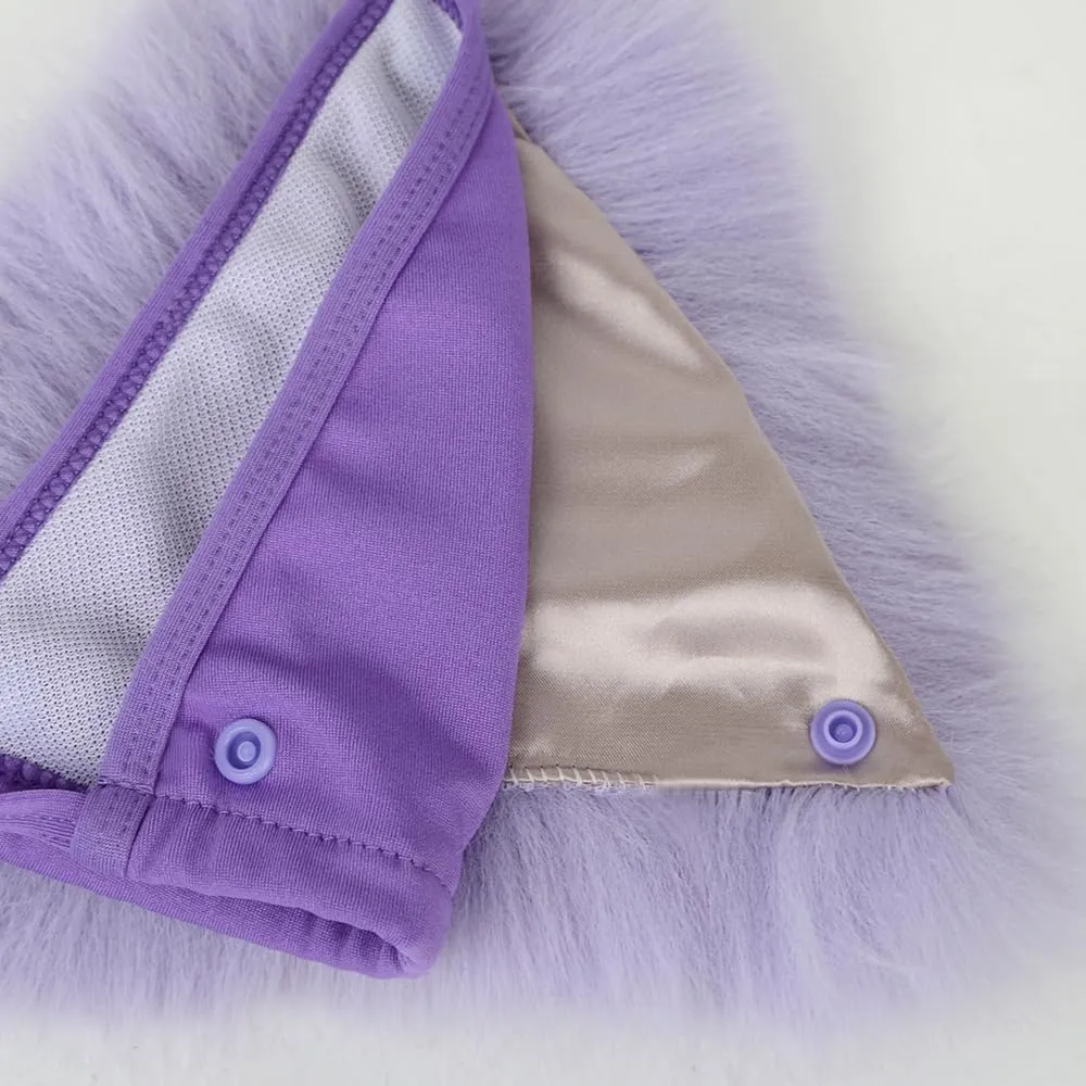 Womens Furry Faux Fur Bikini Sets Two Piece Halter String Triangle Swimsuits Bathing Suit