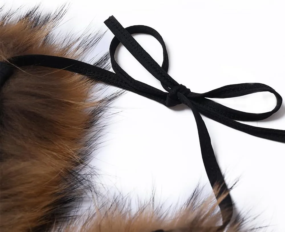Womens Furry Faux Fur Bikini Sets Two Piece Halter String Triangle Swimsuits Bathing Suit