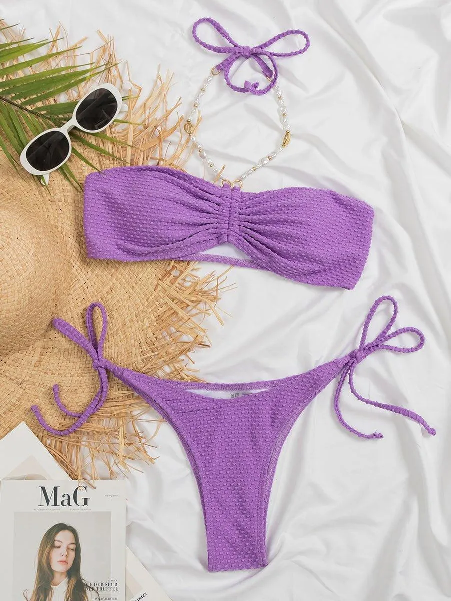 Women's GFIT Bandeau String Bikini Set - Chic Swimwear in Multiple Sizes