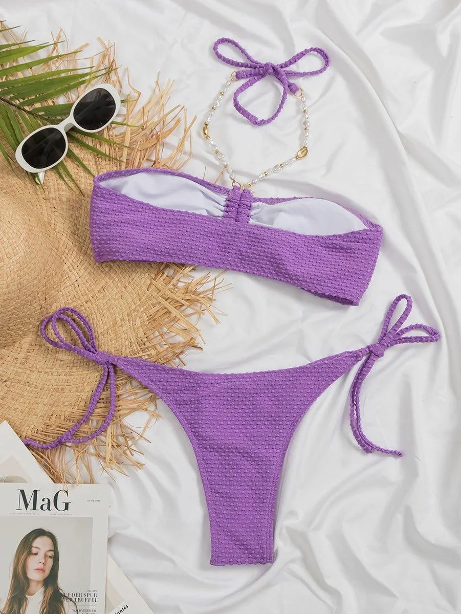 Women's GFIT Bandeau String Bikini Set - Chic Swimwear in Multiple Sizes