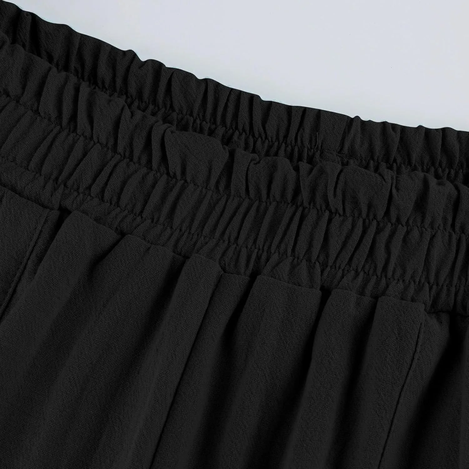 Womens Harem Pants Summer High Waisted Cotton Linen Palazzo Pants Wide Leg Long Lounge Trousers Loose Fit Work Trousers