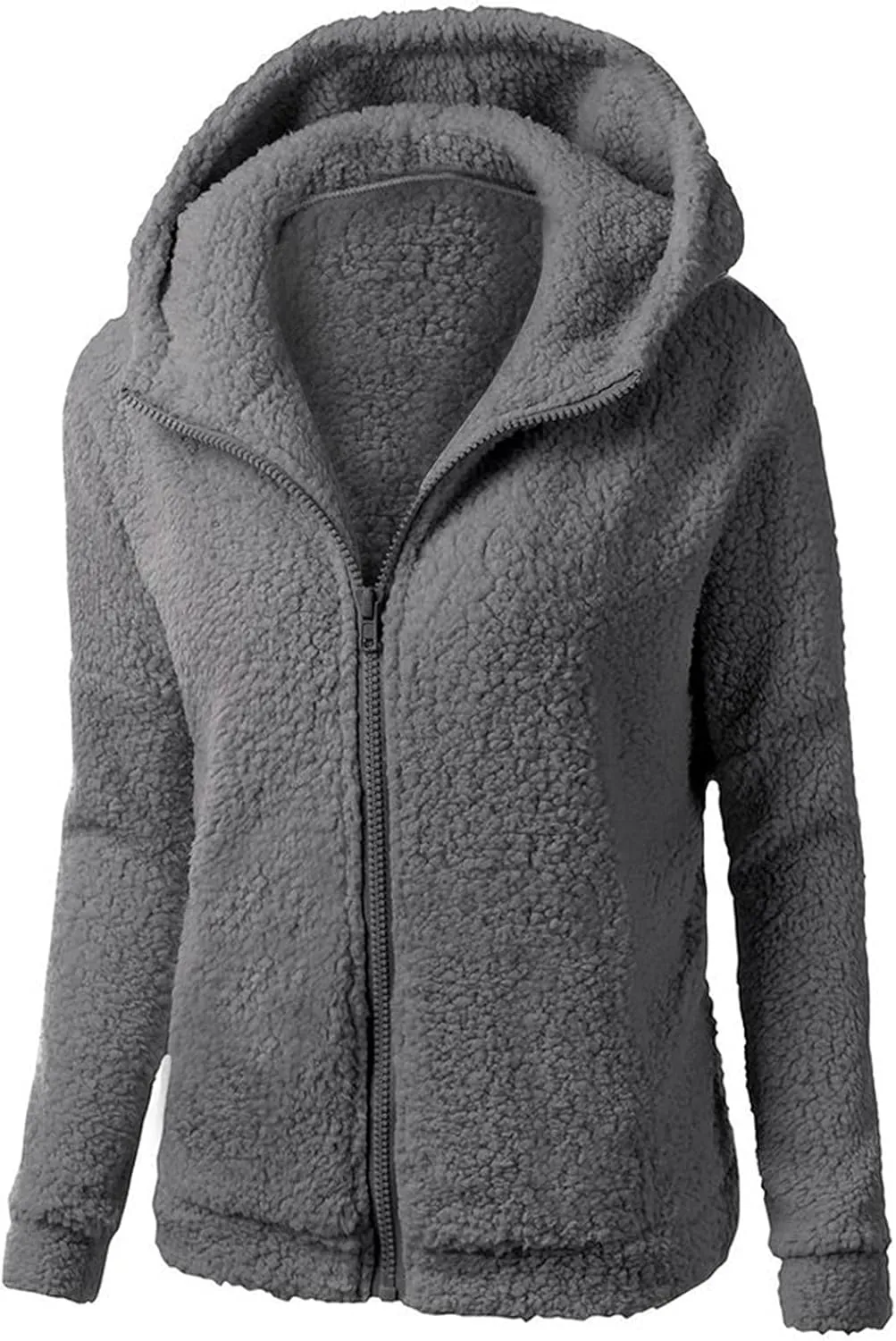 Womens Hooded Winter Coats 2022 Fashion Solid Soft Warm Zipper Wool Coat With Pocket Lightweight Slim Sweater Jacket