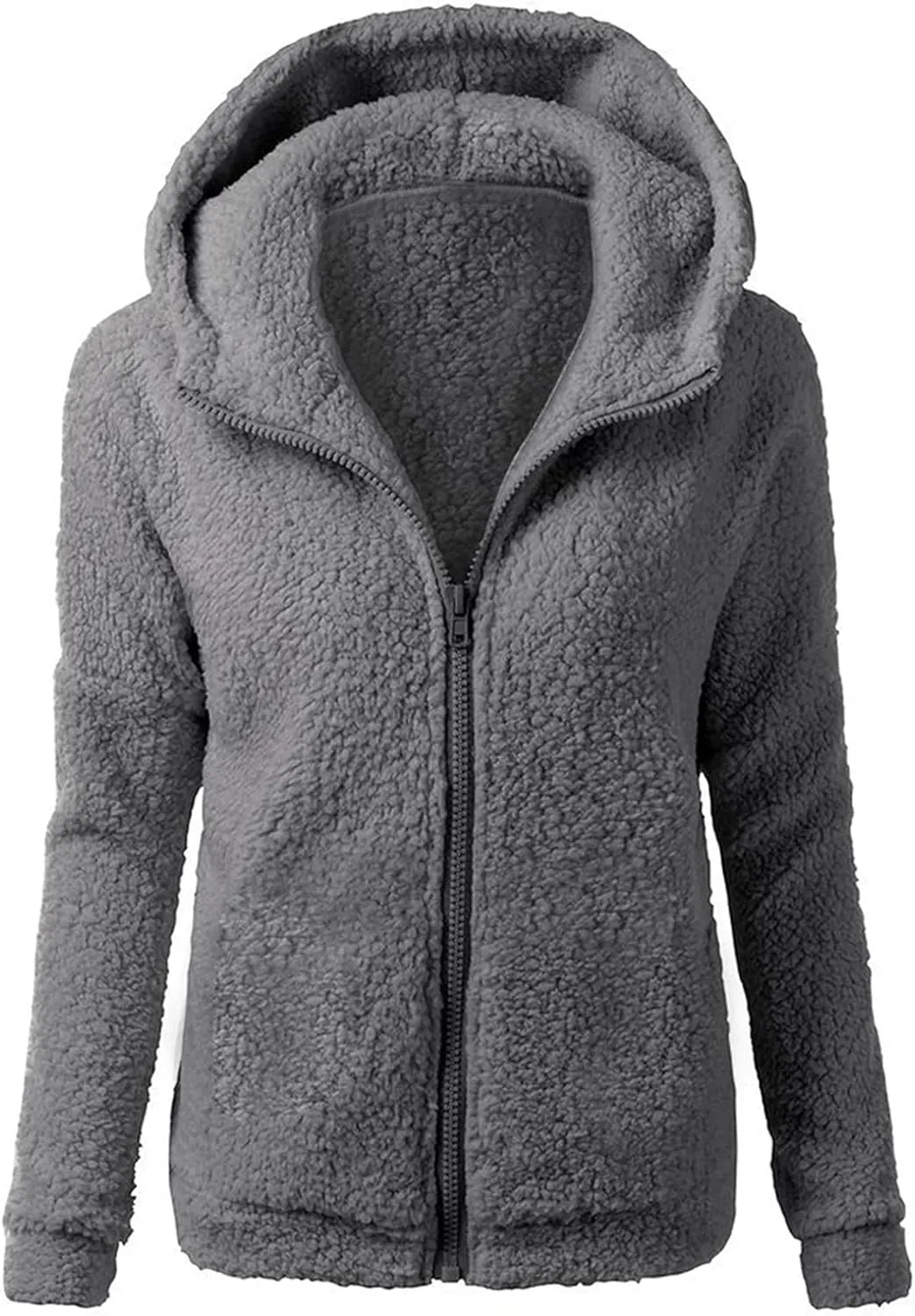 Womens Hooded Winter Coats 2022 Fashion Solid Soft Warm Zipper Wool Coat With Pocket Lightweight Slim Sweater Jacket