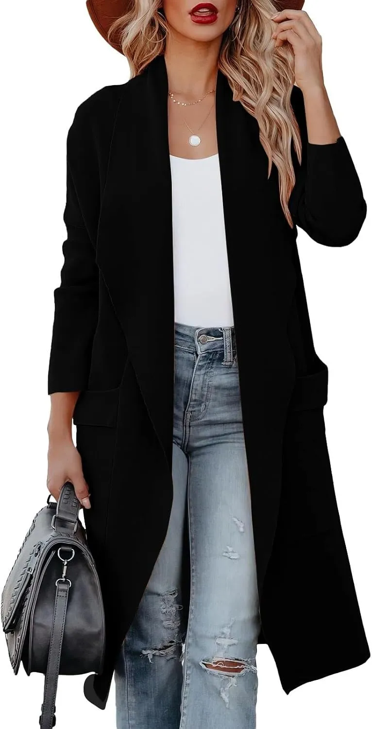 Women's Long Wool Coat Houndstooth Thickened Warm Mid Length Cold And Windproof Coat Trench Costume, S-XL