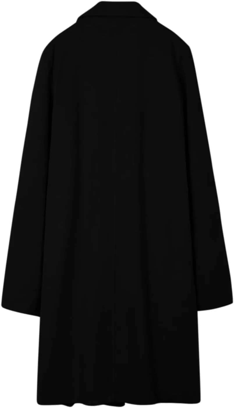 Women's Long Wool Coat Houndstooth Thickened Warm Mid Length Cold And Windproof Coat Trench Costume, S-XL