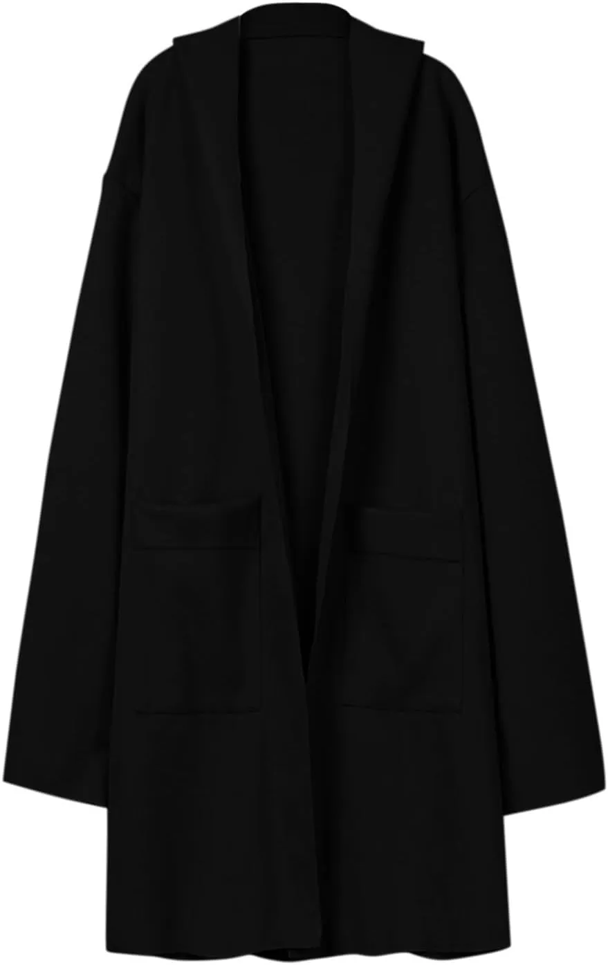 Women's Long Wool Coat Houndstooth Thickened Warm Mid Length Cold And Windproof Coat Trench Costume, S-XL