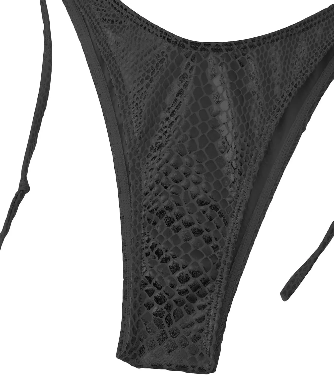 Women's Metallic Snakeskin Print Bathing Suit High Waisted Triangle Tie Side Swimsuit Bikini Set