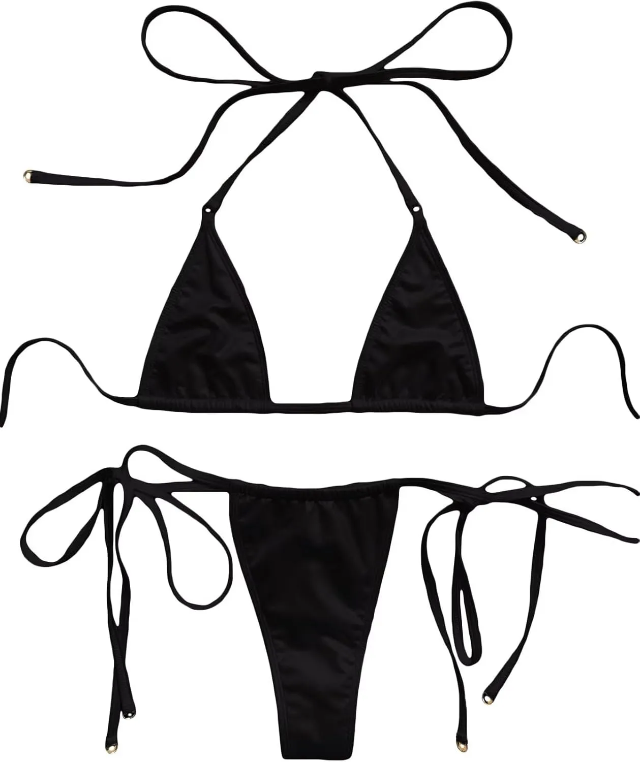 Women's Metallic Snakeskin Print Bathing Suit High Waisted Triangle Tie Side Swimsuit Bikini Set