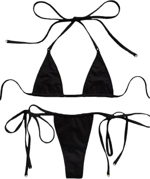 Women's Metallic Snakeskin Print Bathing Suit High Waisted Triangle Tie Side Swimsuit Bikini Set