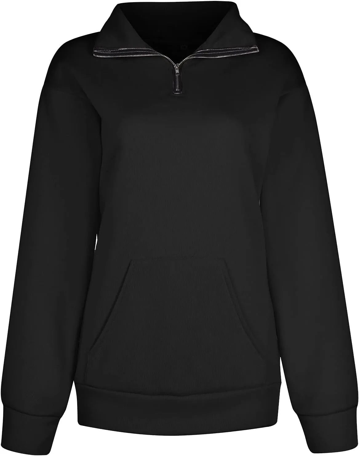 Womens Oversized Half Zip Sweatshirt Casual Long Sleeve Solid Color Soft Sweatshirt Pullover Jacket with Pocket