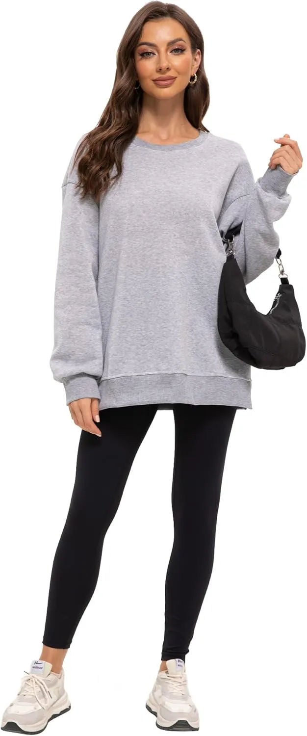 Women's Oversized Hoodies Crew Neck Pullover Sweaters for Casual Comfy Fall Fashion Outfits