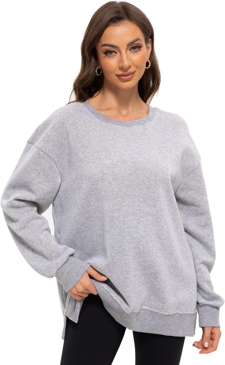 Women's Oversized Hoodies Crew Neck Pullover Sweaters for Casual Comfy Fall Fashion Outfits