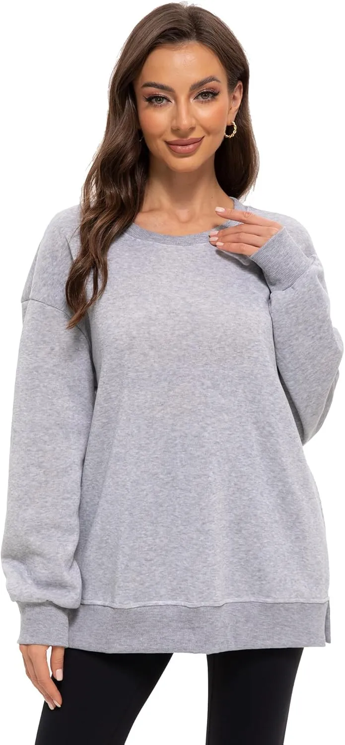 Women's Oversized Hoodies Crew Neck Pullover Sweaters for Casual Comfy Fall Fashion Outfits