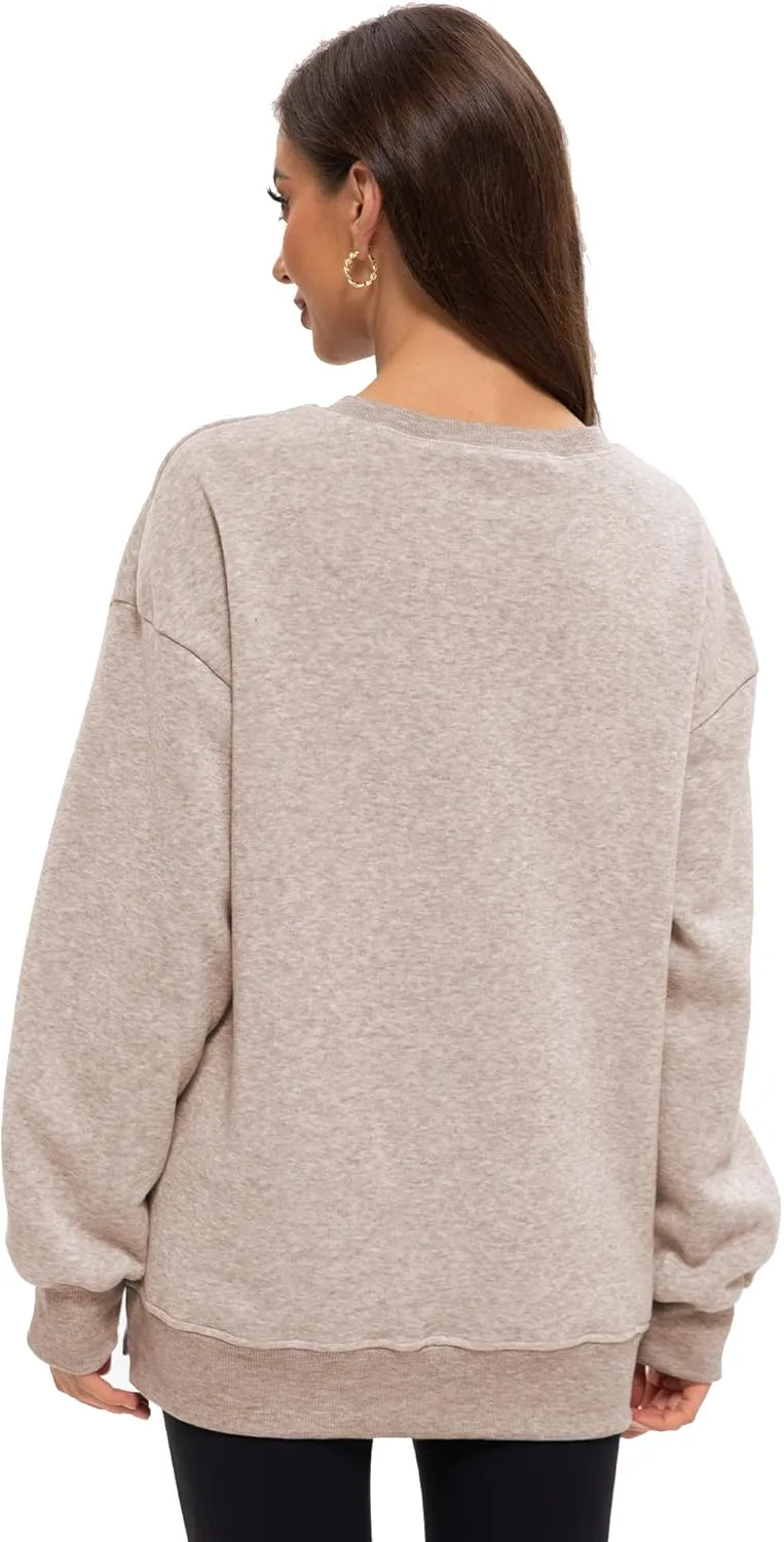 Women's Oversized Hoodies Crew Neck Pullover Sweaters for Casual Comfy Fall Fashion Outfits
