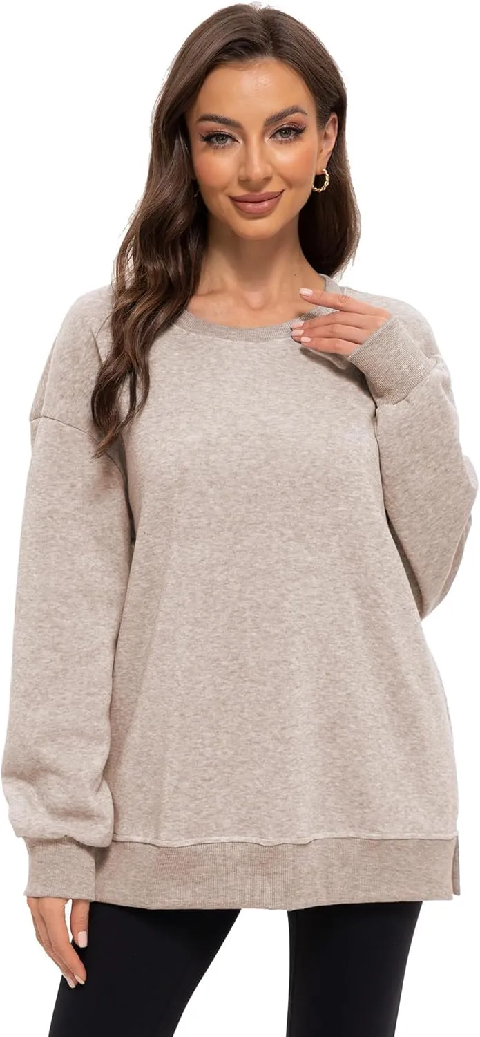 Women's Oversized Hoodies Crew Neck Pullover Sweaters for Casual Comfy Fall Fashion Outfits