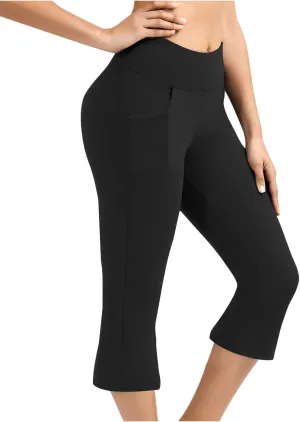 Womens Pants for Women Workout Gym Yoga High Cut Flared Wide Leg Plain Boot Cut Leg Summer Fall 2025